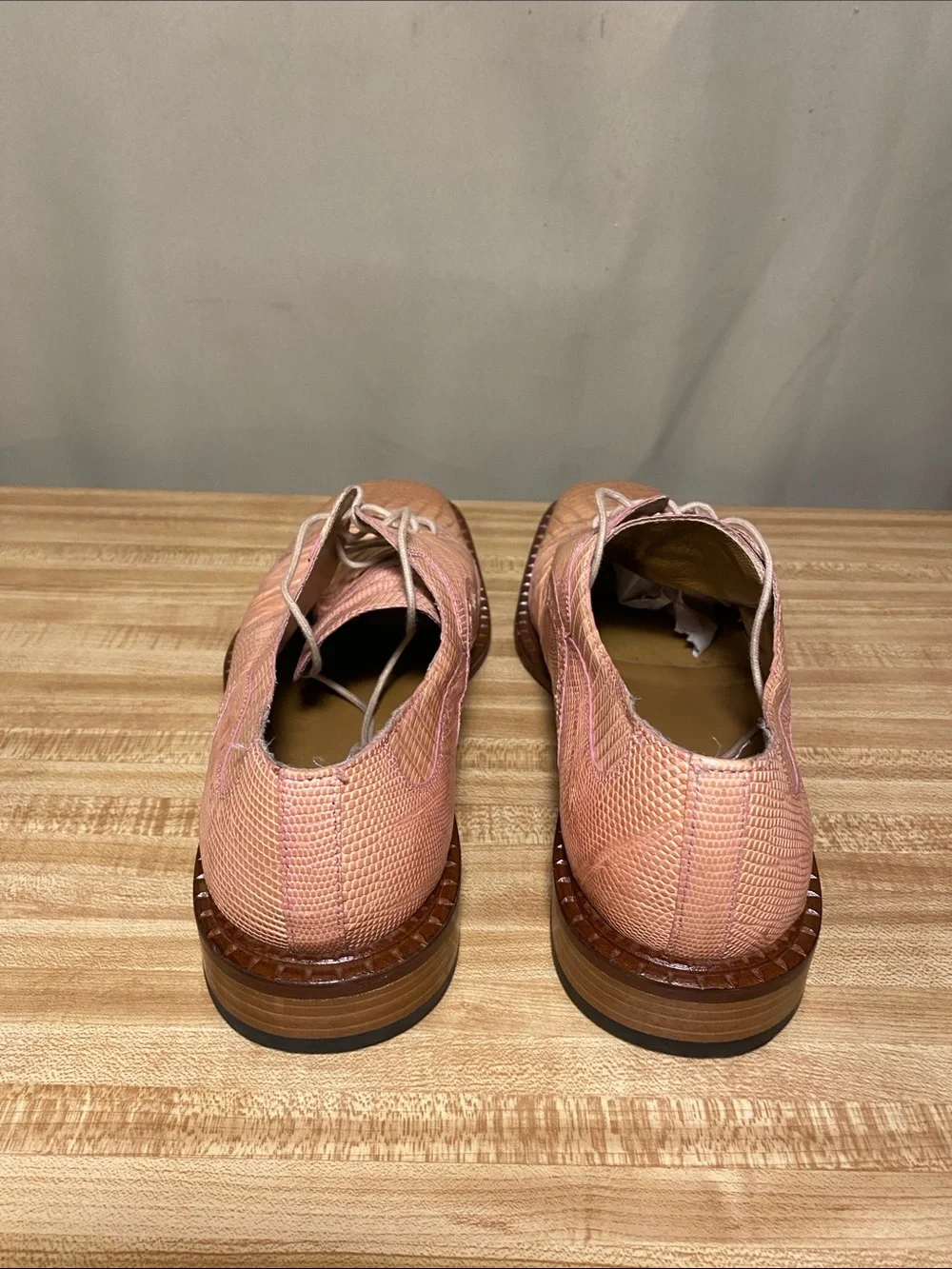 David Eden Square Toe Oxford Dress shoes Pink Crocodile Lizard Print  Mens   9.5